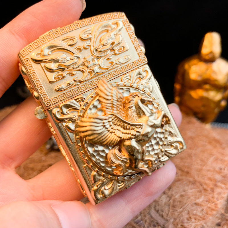 Golden Flying Horse Custom Lighter Case - Holy Buyble