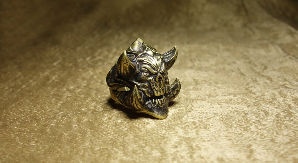 Horned Diablo Skull Ring - Holy Buyble