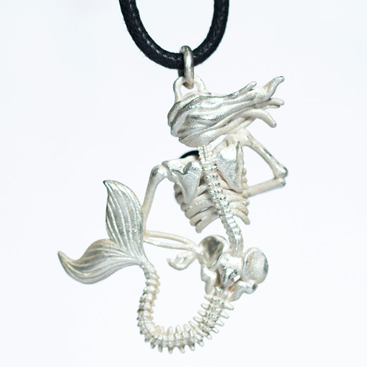 Mermaid Skeleton Pendant Necklace Skull Day Of The Dead 30 Long Chain  Horror